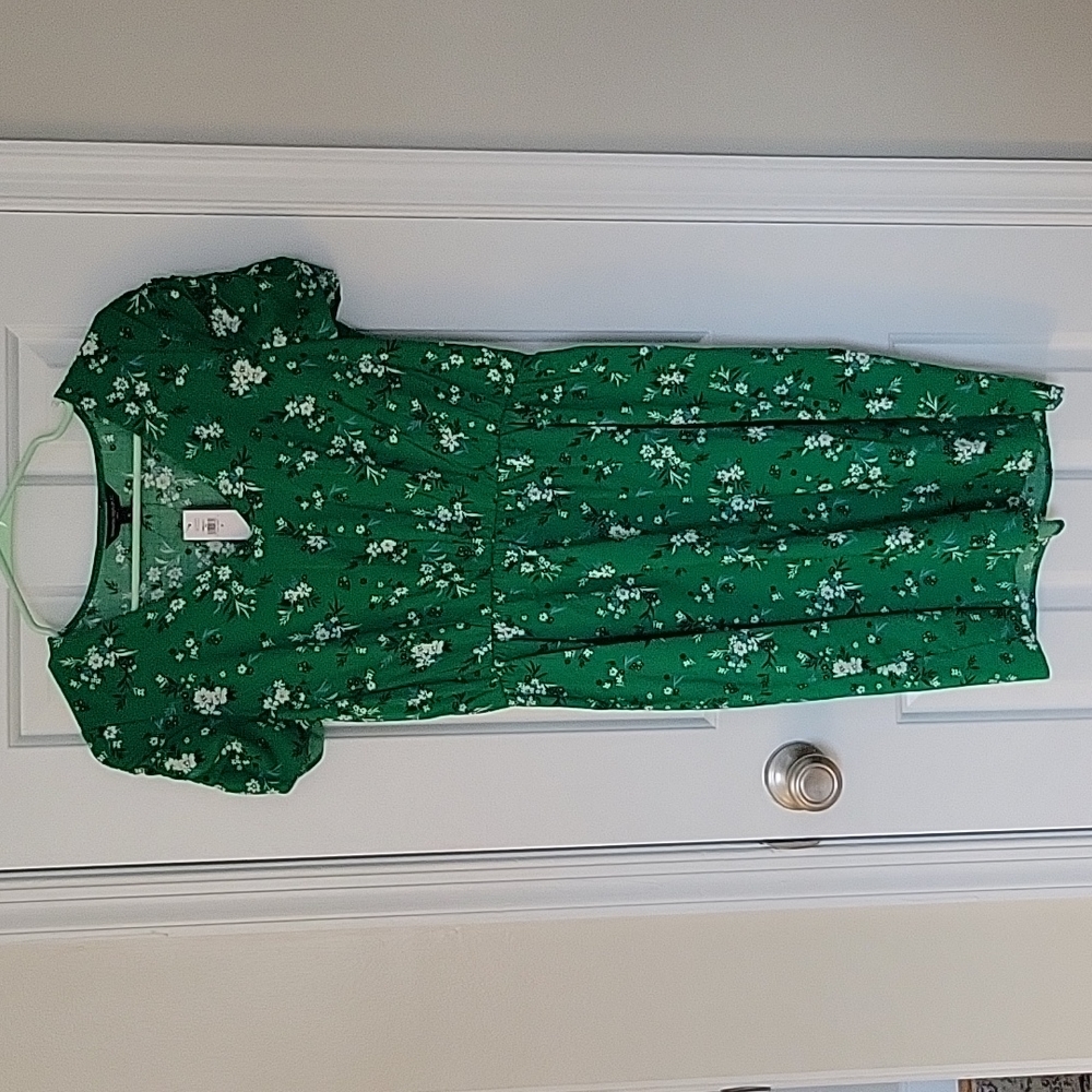 Banana Republic fit and flare puff sleeve dress size S